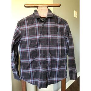 Eddie Bauer Mens Relaxed Fit Buttons Long Sleeve Collared Shirt Gray Red Plaid M